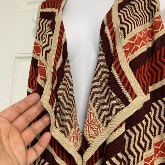 CUPIO Earth Color Chevron Stripe Open Front Duster Cardigan - Picture 2 of 6